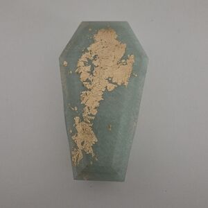 Handmade Teal Resin Coffin Jewelry Box with Gold Accents
